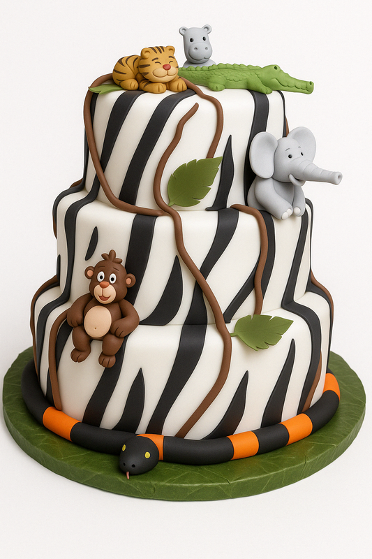 Zebra Jungle Bash Cake