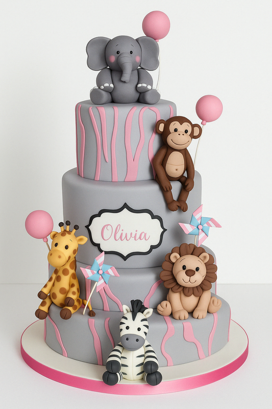 Pink Safari Celebration Cake