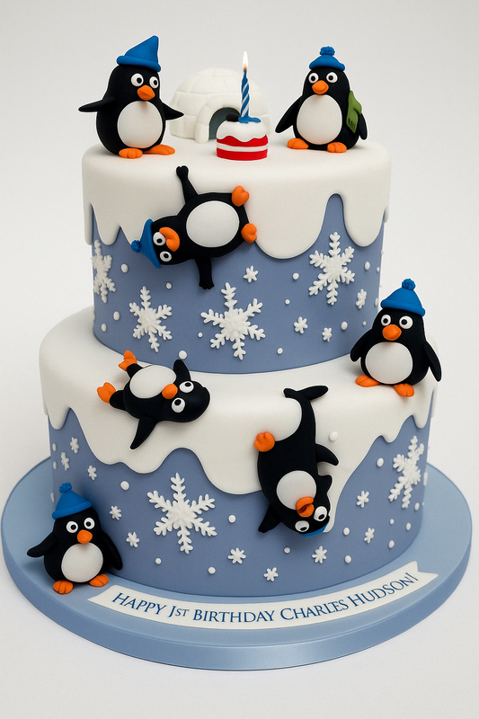 Snowy Penguin Party Cake
