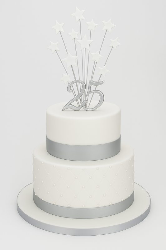Silver Starry Anniversary Cake