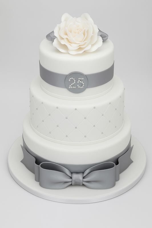 Silver Bloom Anniversary Cake