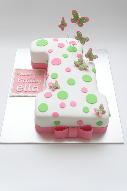 Butterfly Polka Dot Number Cake