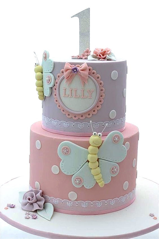 Pastel Butterfly Garden Cake