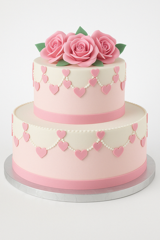 Charming Two-Tier Pastel Pink & White Cake