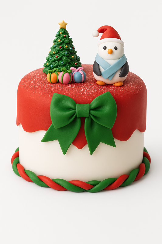 Christmas Penguin and Tree Cake