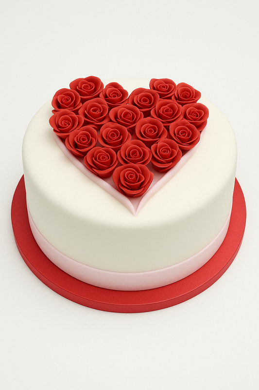 Rosy Heart Romance Cake