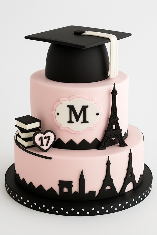 Paris Themed Graduation Cake