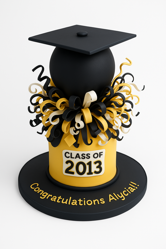 Bold Ribbons Graduation Cake