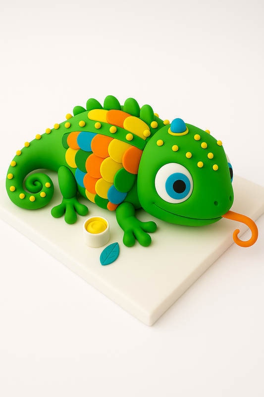 Colourful Chameleon 3D Cake