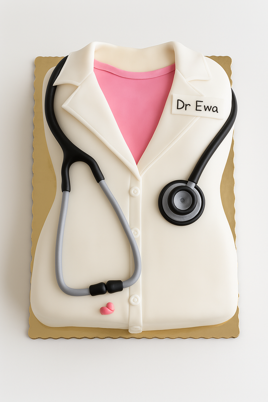 Pink Stethoscope Coat Cake