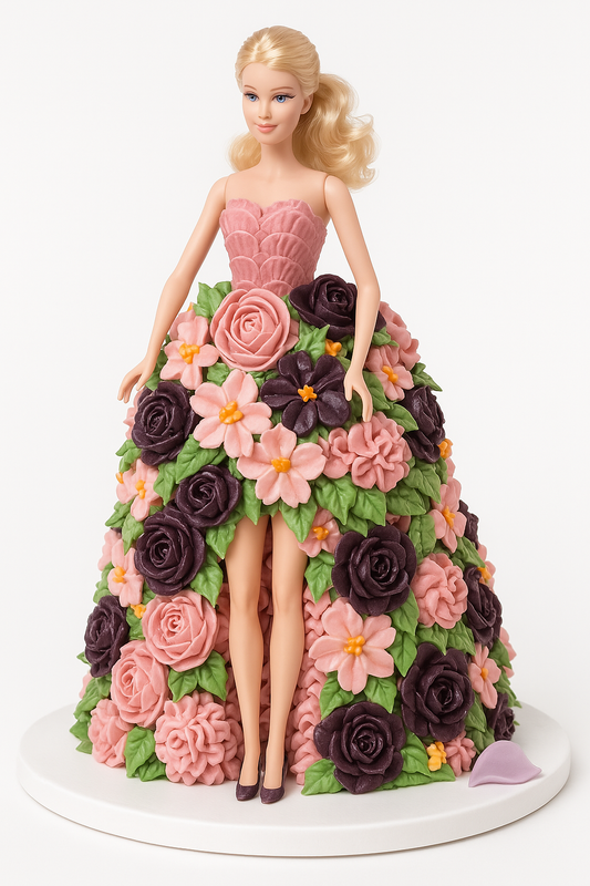 Floral Hi-Low Dress Doll Cake