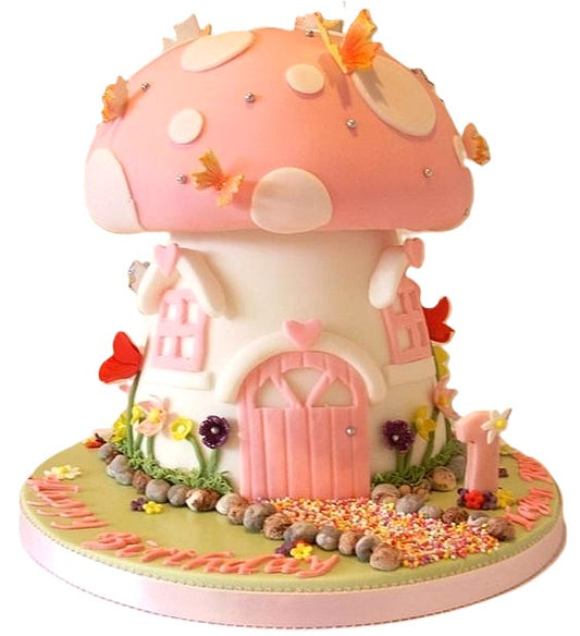 Magical Mushroom House Fairy Cake