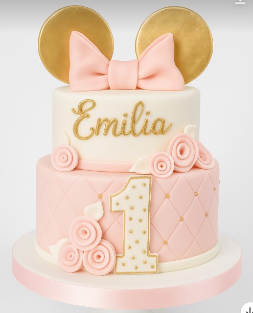 Pink Minnie Bow Theme Cake