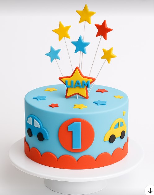 Blue Star & Cars Theme Cake