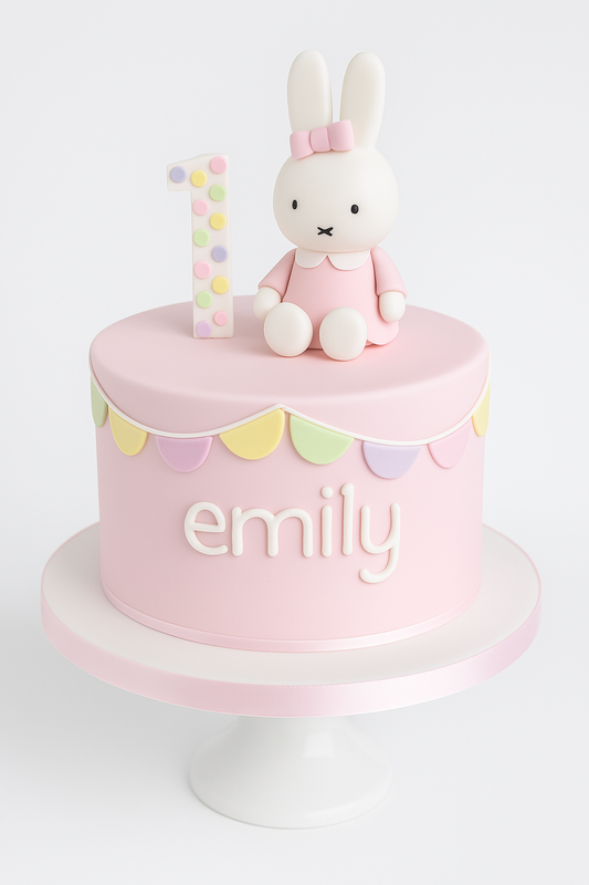 Pink Bunny Cake with Polka Dots