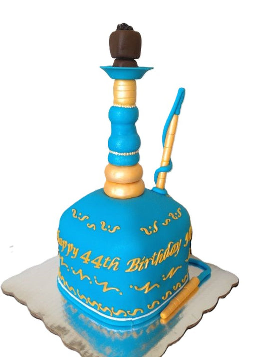 Blue & Gold Birthday Hookah Cake