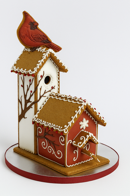 Birdhouse Cake with Cardinal