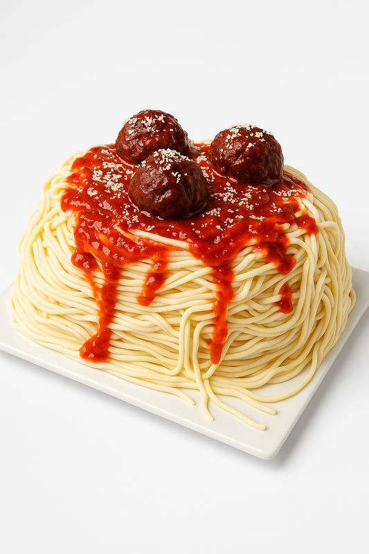 Spaghetti & Meatballs Illusion Cake
