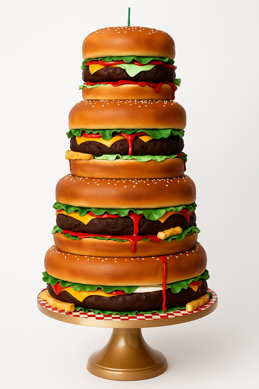 Towering Burger Fondant Cake