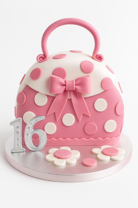 Sweet 16 Polka Dot Purse Cake