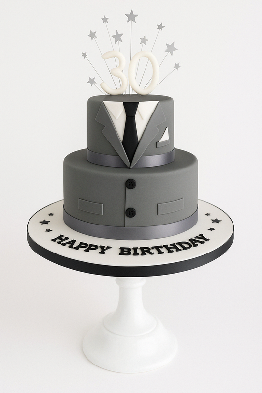 Grey Suit Birthday Cake