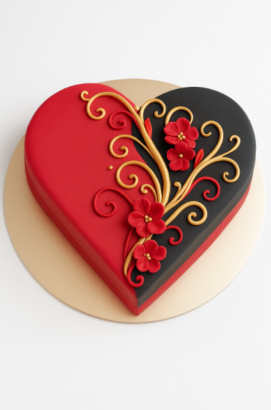 Regal Romance Heart Cake