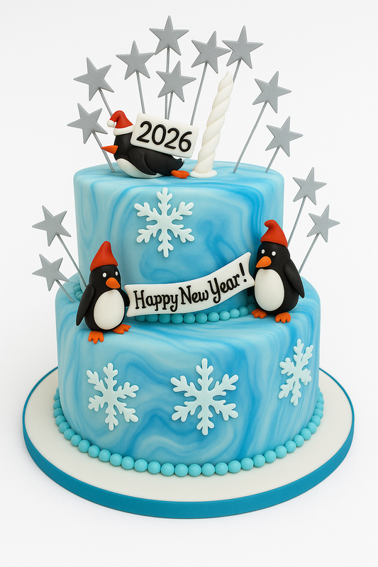 Frosty Penguin New Year Cake
