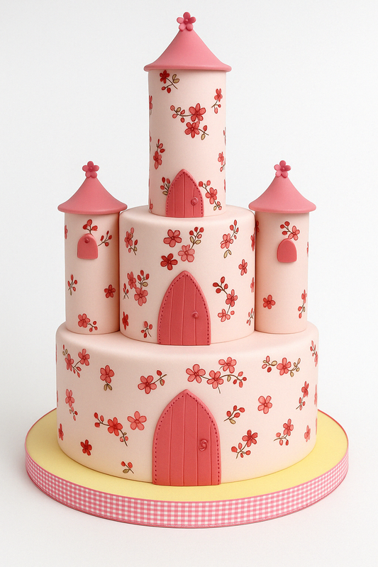 Pink Floral Princess Castle Cake