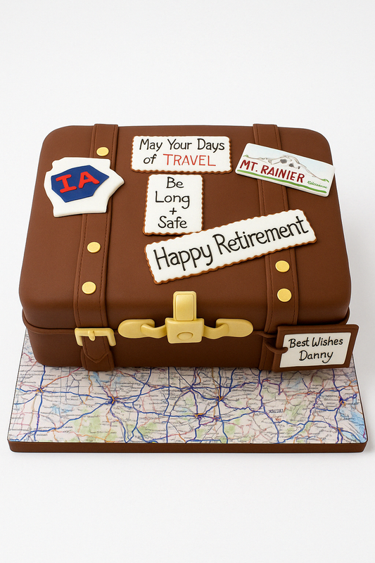 Retirement Travel Suitcase Cake