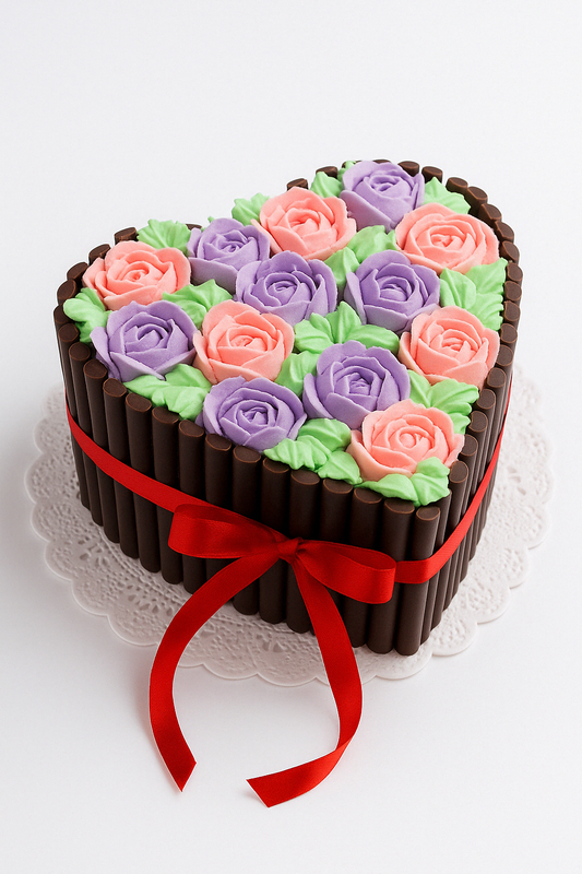 Floral Heart Chocolate Fence Cake