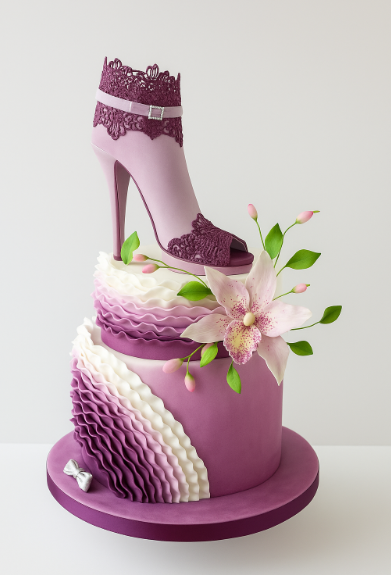 Plum Lace Heel Cake