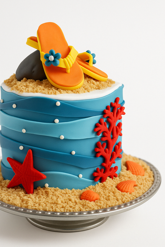 A vibrant seaside cake