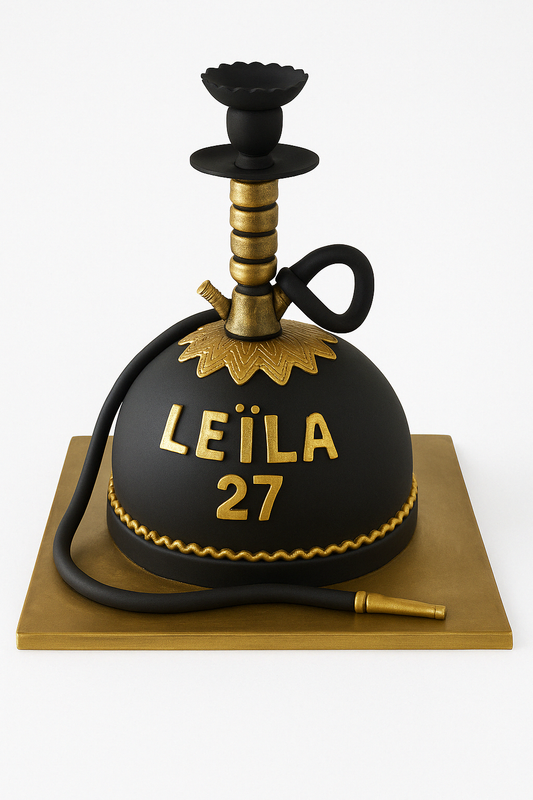 Elegant Black & Gold Hookah Cake