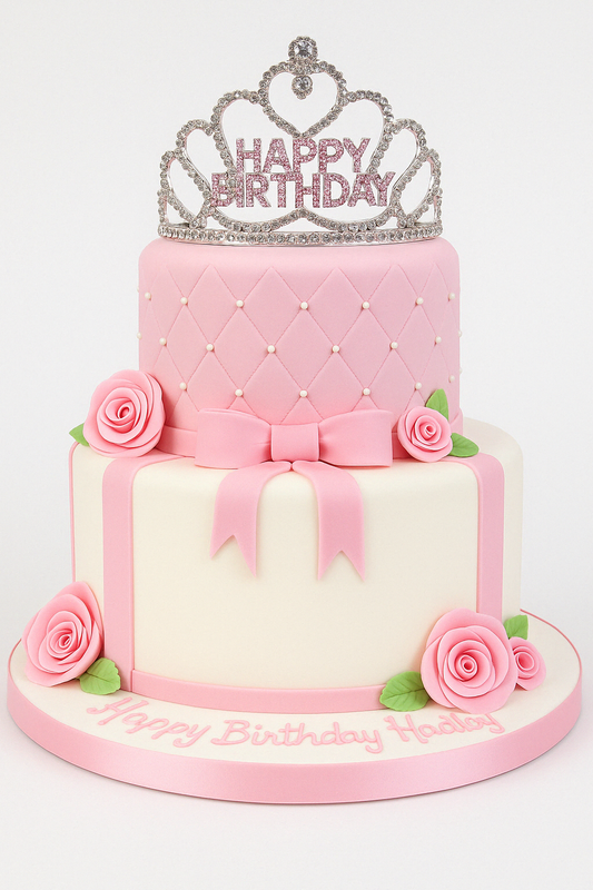 Pink Elegance Crown Cake