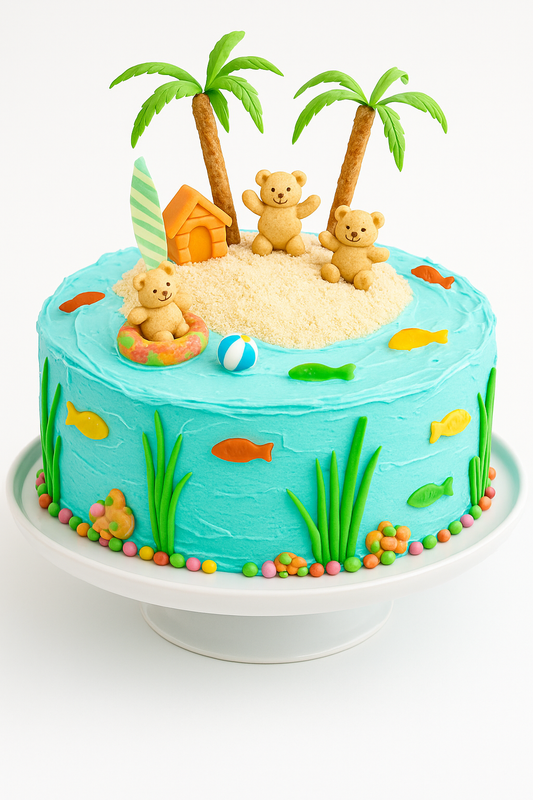 Beach Day Teddy Cake