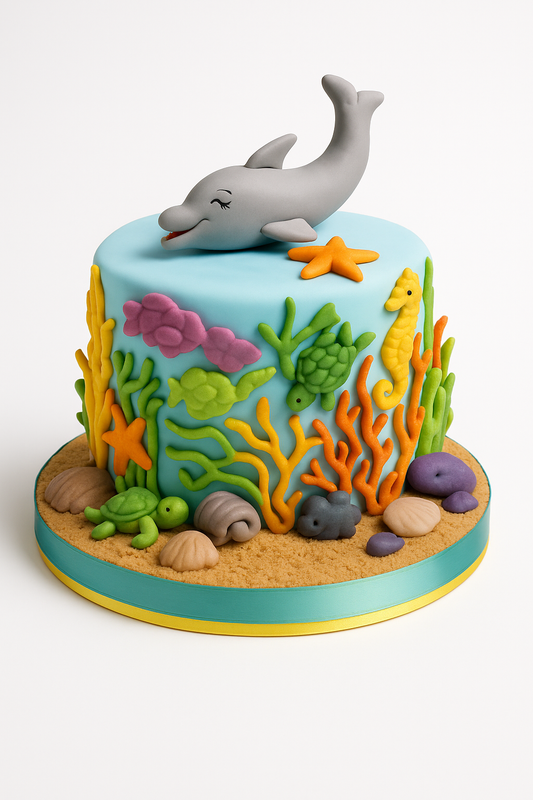 Playful Dolphin Reef Cake