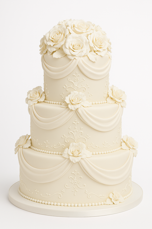 Ivory Floral Grandeur Cake