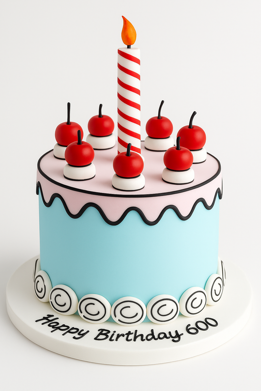 Cartoon Cherry Candle Cake