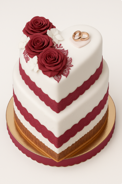 Burgundy Rose Wedding Cake