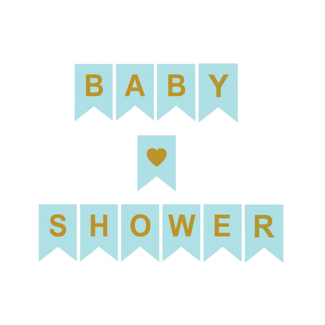 Baby Shower Bunting – Blue & Gold Banner Theme