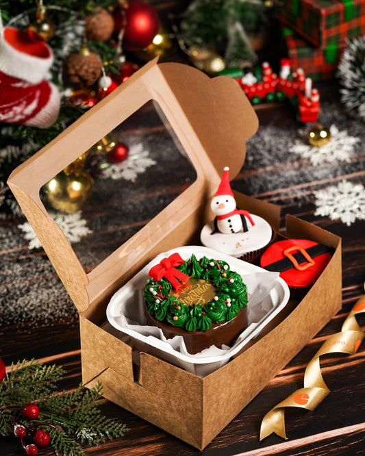 Bento Festive Duo (Bento cake + 2 large cupcakes )