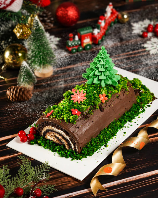 Brownie Biscoff Yule Log