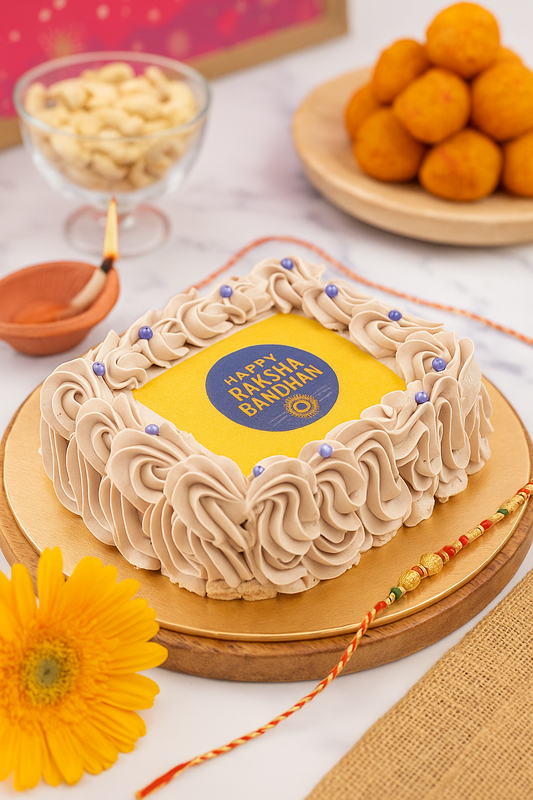 Buttercream Frame Photo Cake - Happy Rakshabandhan