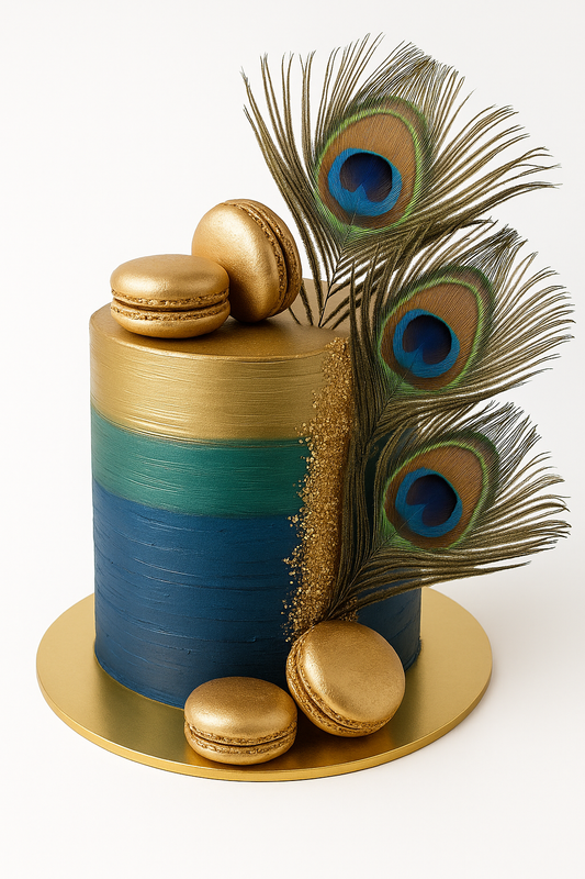 Peacock Luxe Macaron Cake