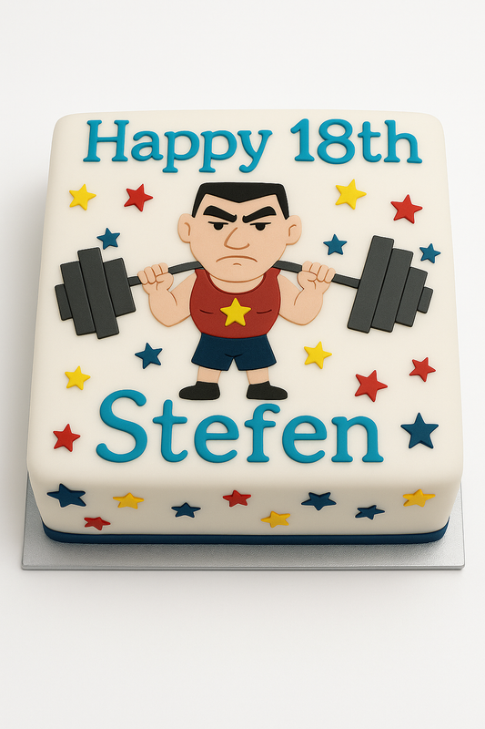 Cartoon Weightlifter Cake