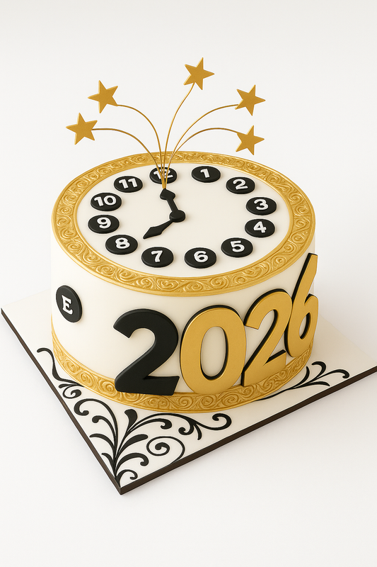 Golden Countdown New Year Cake