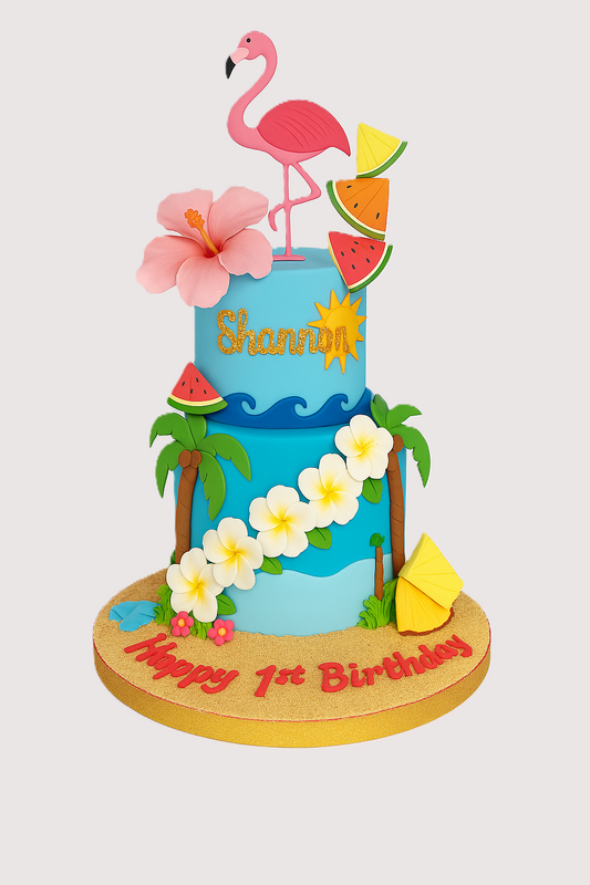 Tropical Flamingo Paradise Cake