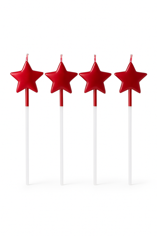 Red Star Cake Candles – Pack of 4