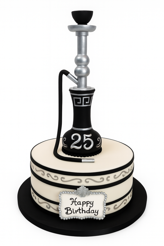 Elegant Black & Gold Hookah Cake