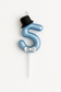 Number Birthday Candle – Blue with Hat & Bow